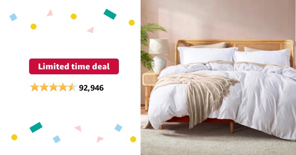Limited-time deal: Nestl White Duvet Cover King Size - Soft Double Brushed King Duvet Cover Set, 3 Piece, with Button Closure, 1 Duvet Cover 104x90 inches and 2 Pillow Shams