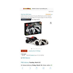 $39.99 乐高科技系列保时捷 99X  42137