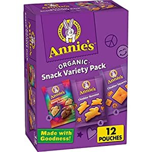 Organic Variety Pack, Cheddar Bunnies, Bunny Grahams, Cheddar Squares, 12 Pouches