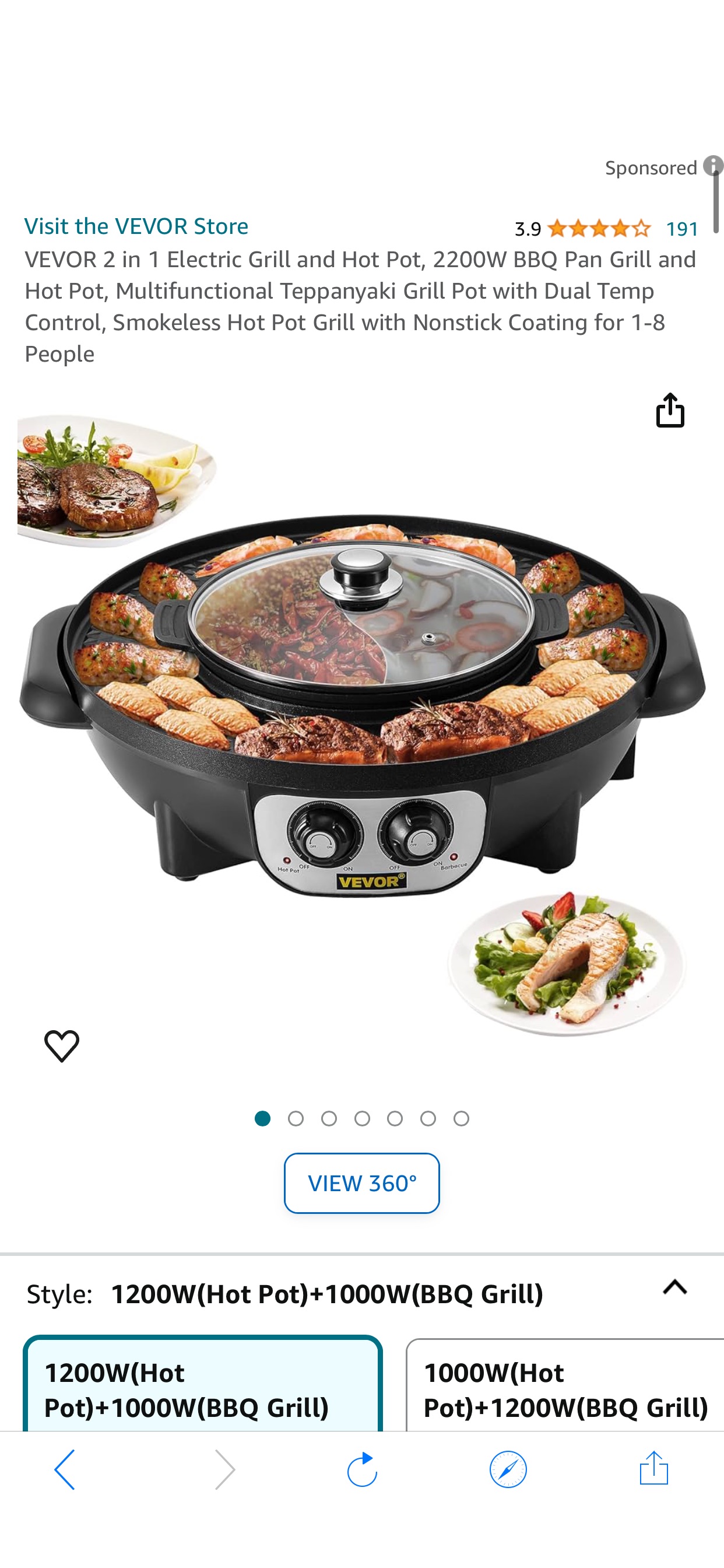Amazon.com: VEVOR 2 in 1 Electric Grill and Hot Pot, 2200W BBQ Pan Grill and Hot Pot, Multifunctional Teppanyaki Grill Pot with Dual Temp Control, Smokeless Hot Pot Grill with Nonstick Coating for 1-8