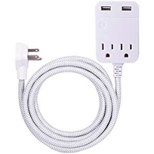 GE Pro Designer 10 Ft Braided Extension Cord Charging Station Surge Protector Power Strip
