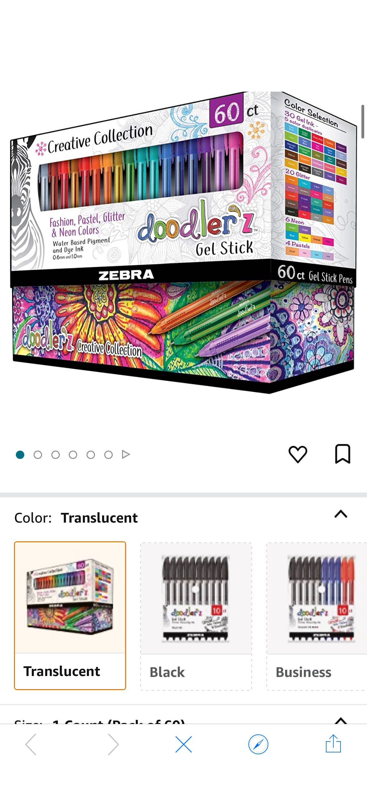 Amazon.com: Zebra Pen Doodler'z Gel Stick Pen 1.0mm Assorted 60Pk (41960) : Office Products