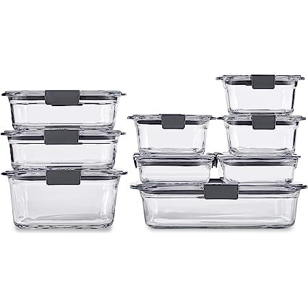 Rubbermaid Brilliance Glass Storage Set of 9 Food Containers with Lids