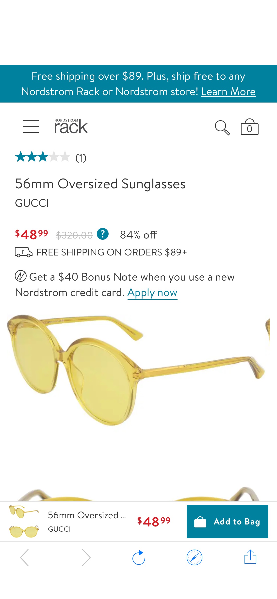 56mm Oversized Sunglasses | Nordstromrack Gucci 太阳镜