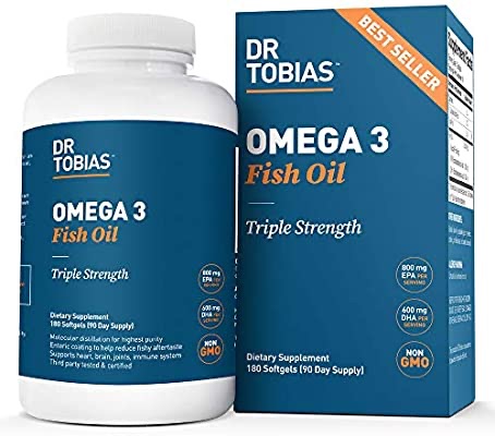 深海鱼油Amazon.com: Dr Tobias Omega 3 Fish Oil Triple Strength, 2,000mg, Burpless, Non-GMO, NSF-Certified (180 Softgels): Health & Personal Care