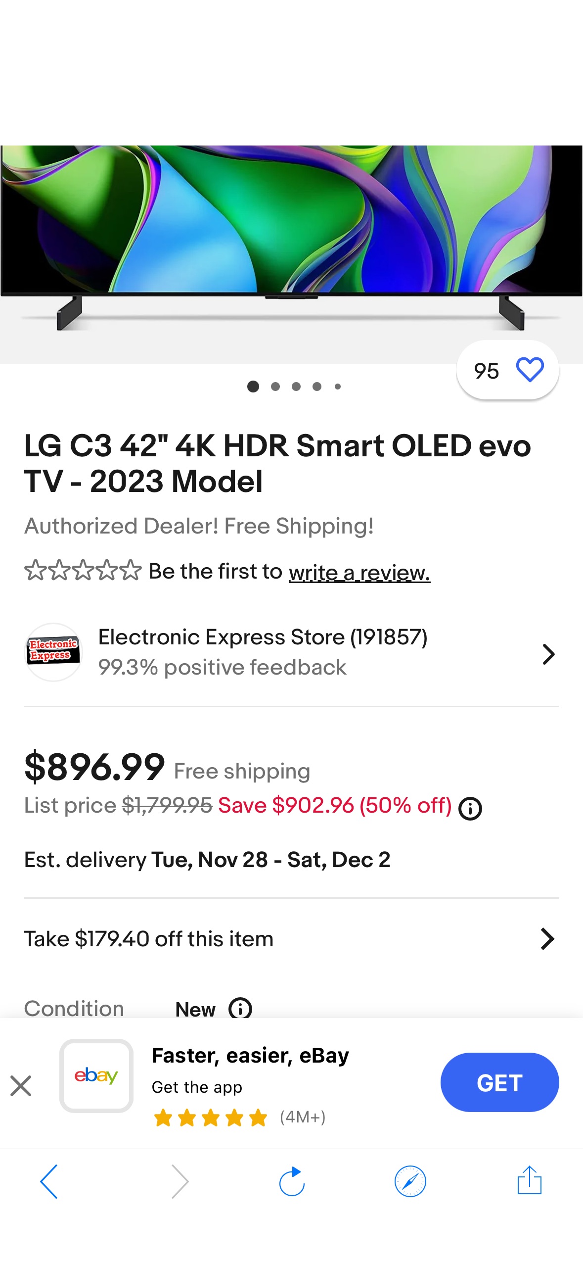 LG C3 42&#034; 4K HDR Smart OLED evo TV - 2023 Model | eBay