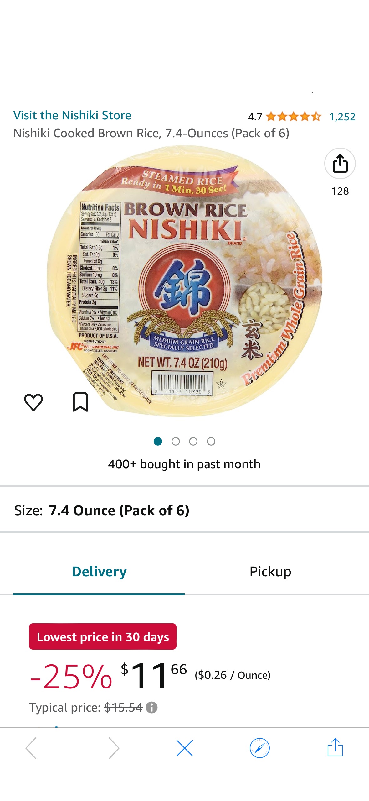 Amazon.com : Nishiki Cooked Brown Rice, 7.4-Ounces (Pack of 6) : Brown Rice Produce : Grocery & Gourmet Food