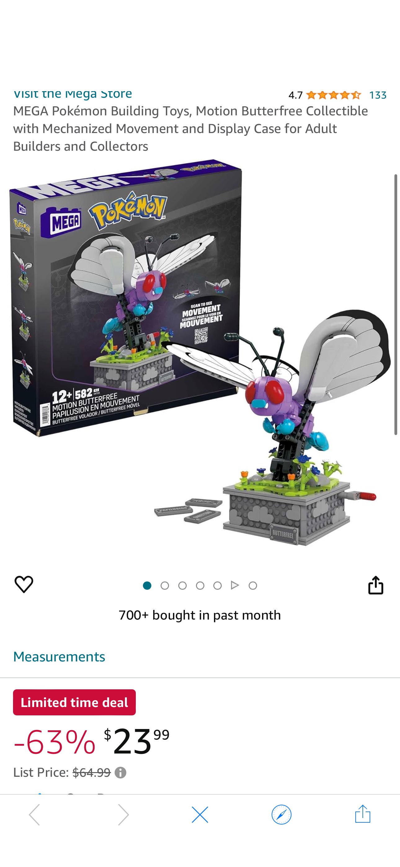 Amazon.com: ​MEGA Pokémon Building Toys, Motion Butterfree Collectible with Mechanized Movement and Display Case for Adult Builders and Collectors : Toys & Games