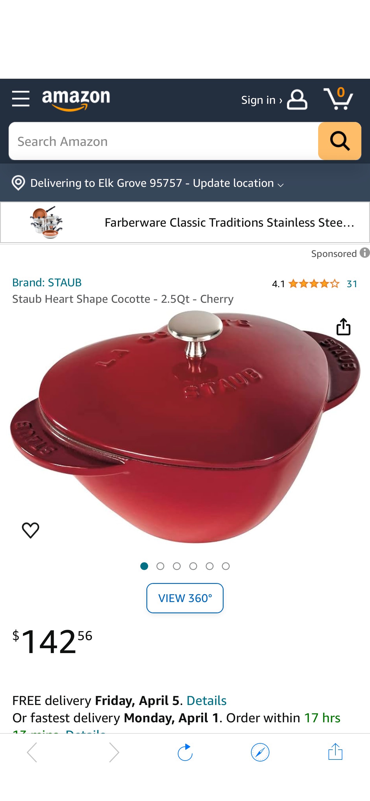 Amazon.com: Staub Heart Shape Cocotte - 2.5Qt - Cherry: Dutch Ovens: Home & Kitchen