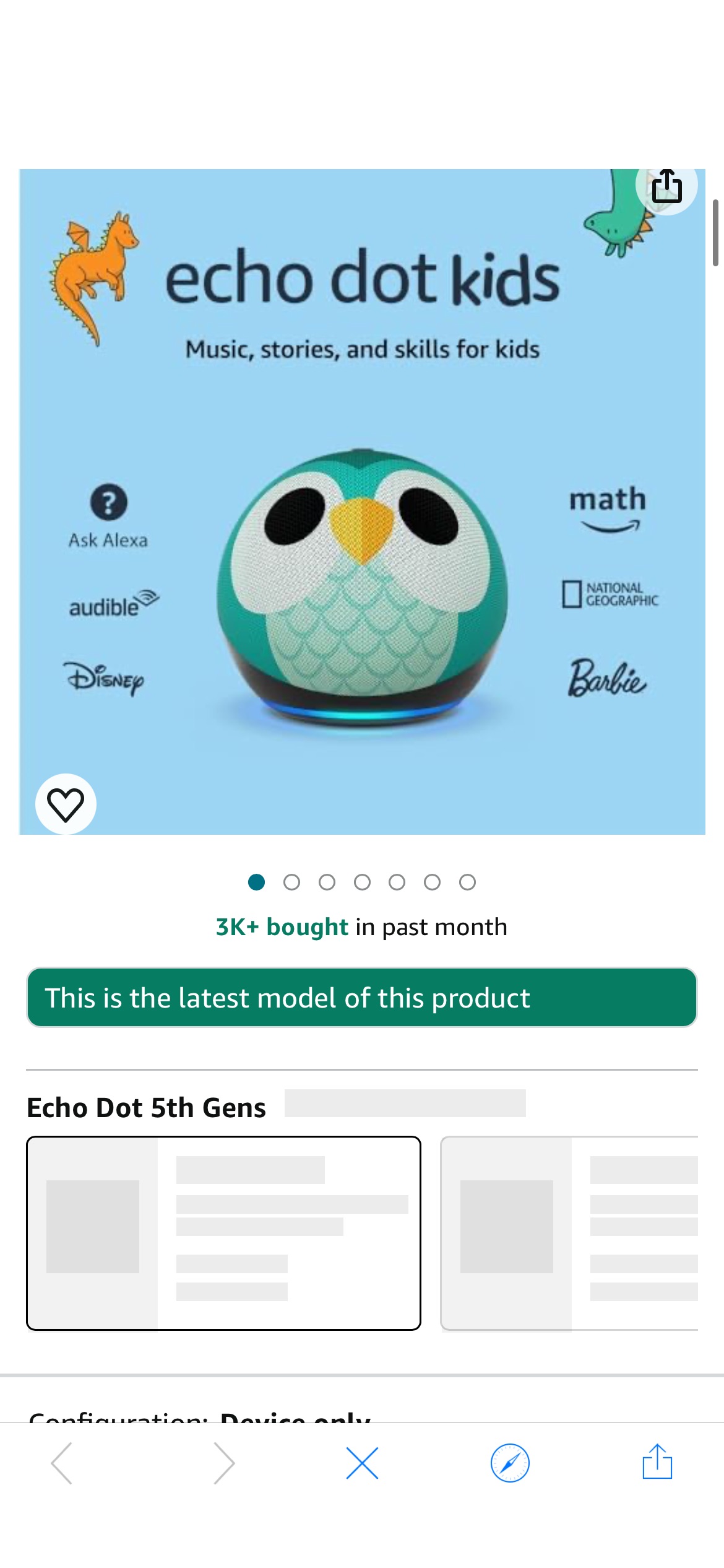 2022 Kids Echo Dot 5th Gen | Owl Design for Kids | Amazon