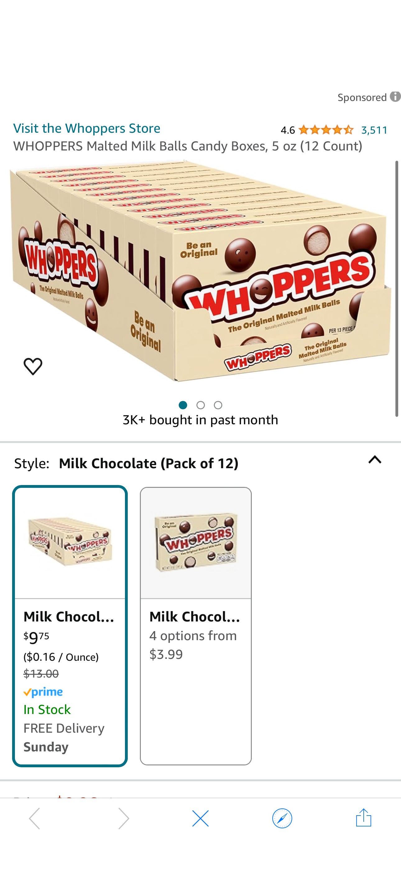 Amazon.com: WHOPPERS Malted Milk Balls Candy Boxes, 5 oz (12 Count) : Grocery & Gourmet Food