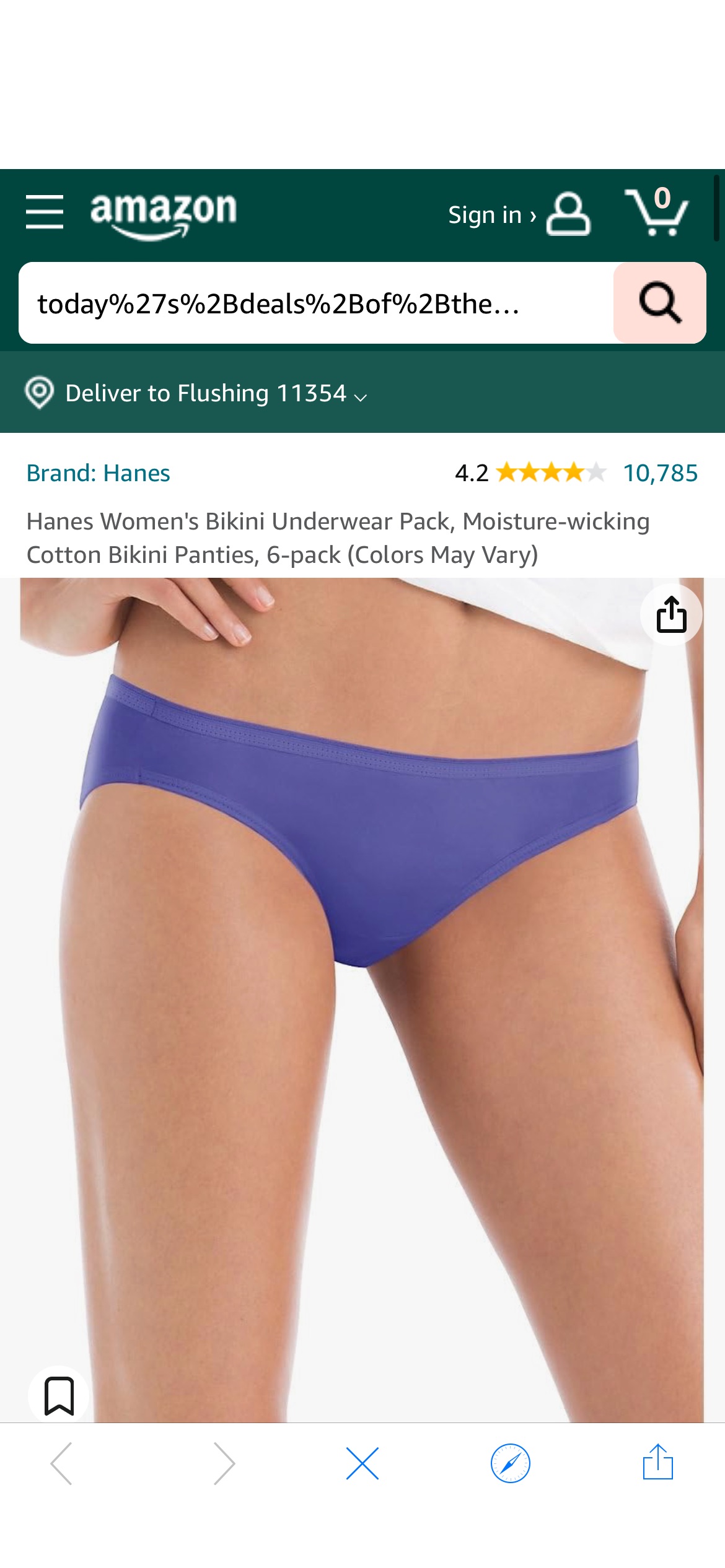 Hanes Women's Underwear Pack, Moisture-Wicking Cotton Bikini Panties, 6-Pack (Colors May Vary), Solid/Print Mix, 5 at Amazon Women’s Clothing store: Bikini Underwear