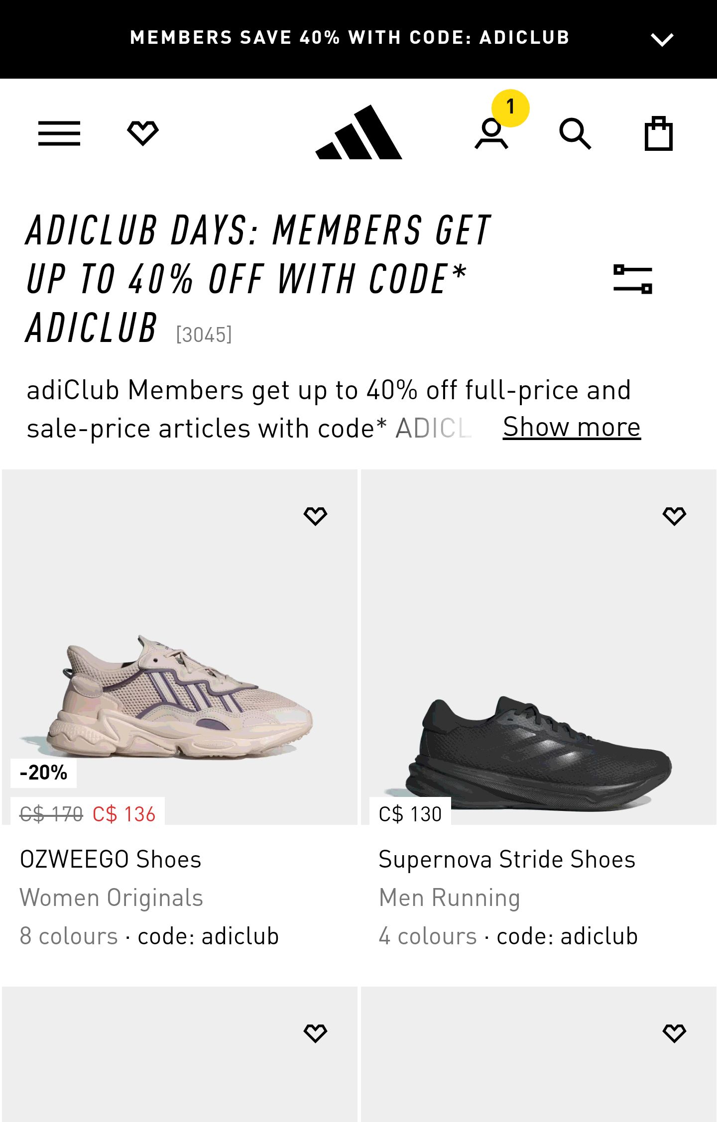 adiClub Days - Up to 40% Off