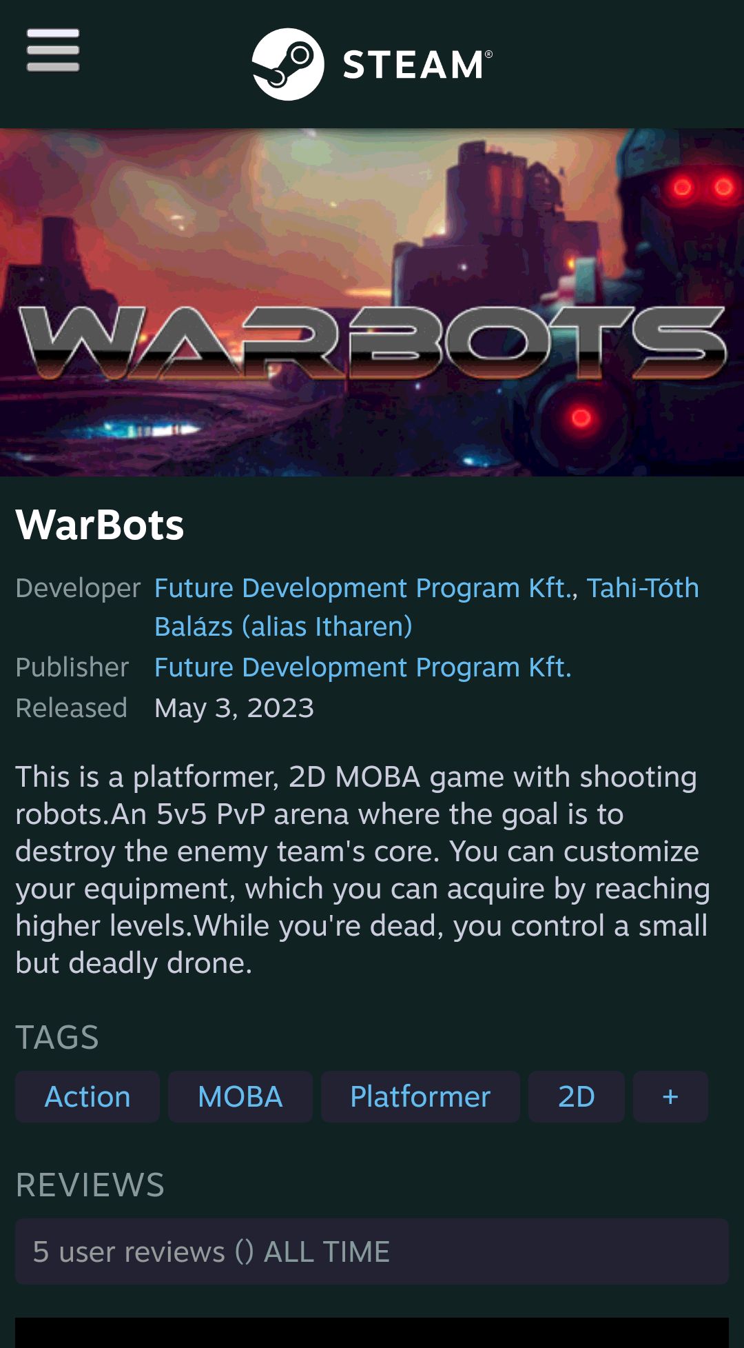 WarBots on Steam喜加一