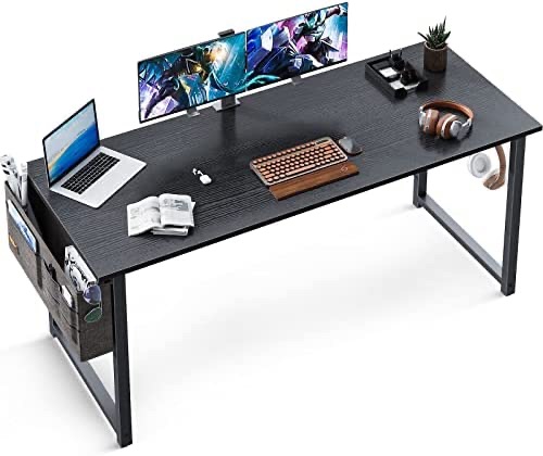 Amazon.com: ODK 63 inch Super Large Computer Writing Desk Gaming Sturdy Home Office Desk, Work Desk with A Storage Bag and Headphone Hook, Black : Home & Kitchen