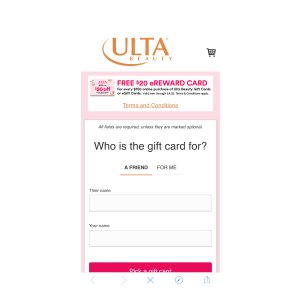 Ulta Beauty Gift Cards by CashStar 礼卡促销