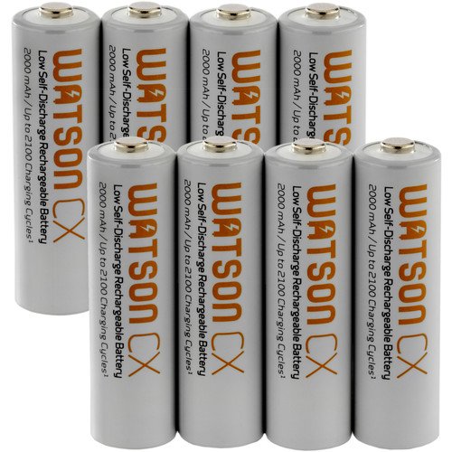 Watson CX AA Rechargeable NiMH Batteries (1.2V, 2000mAh, 8-Pack)