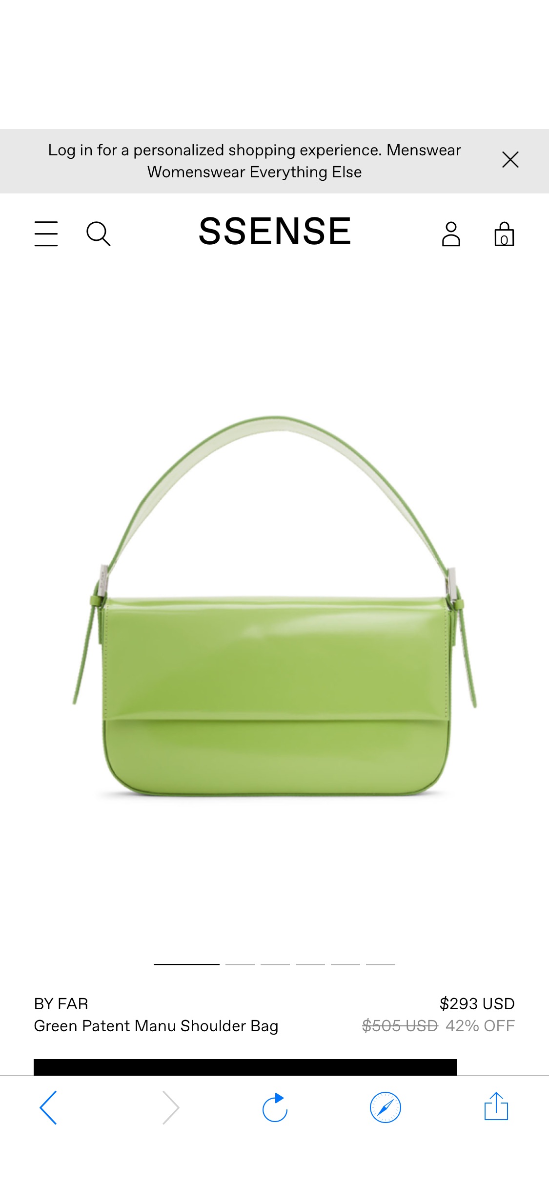 Green Patent Manu Shoulder Bag by BY FAR on Sale牛油果绿单肩包