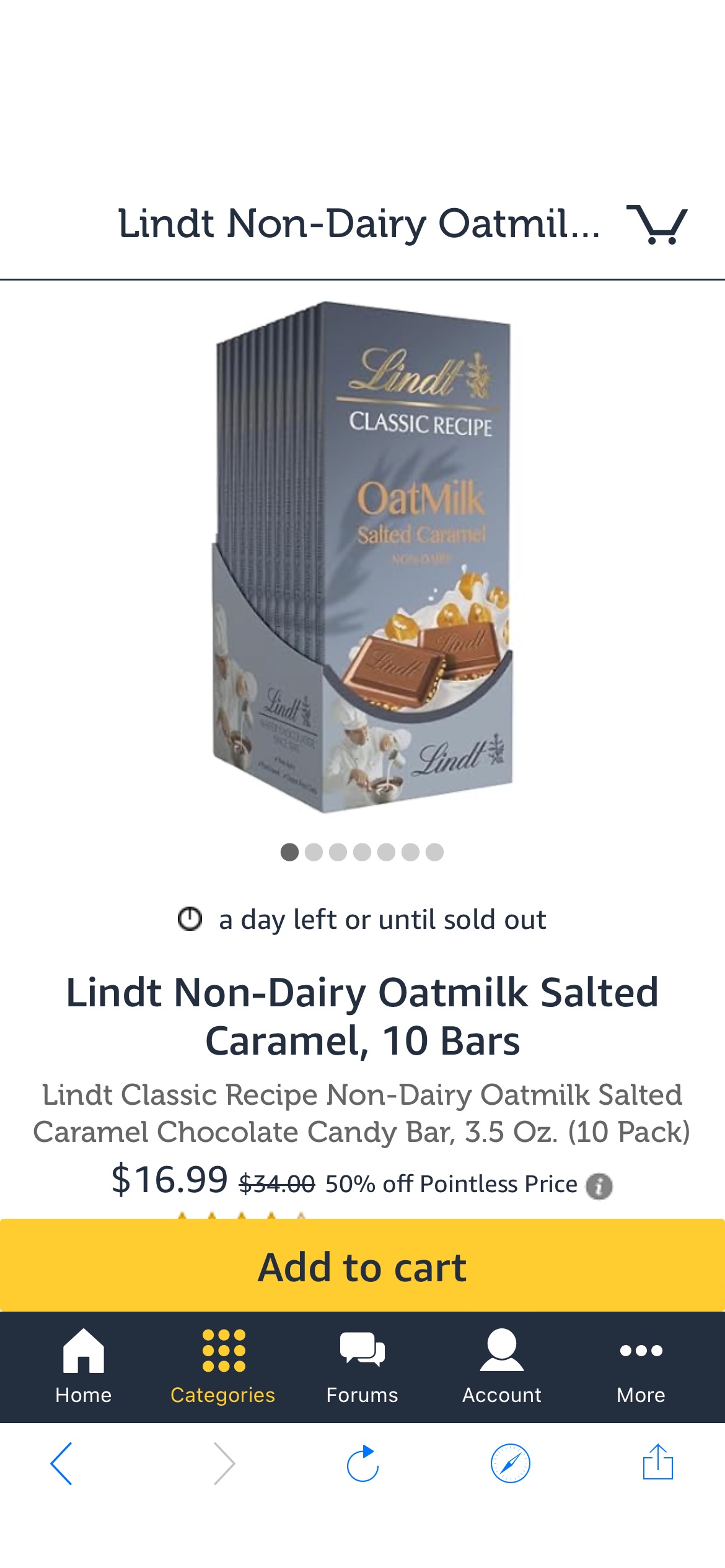 Lindt Non-Dairy Oatmilk Salted Caramel, 10 Bars