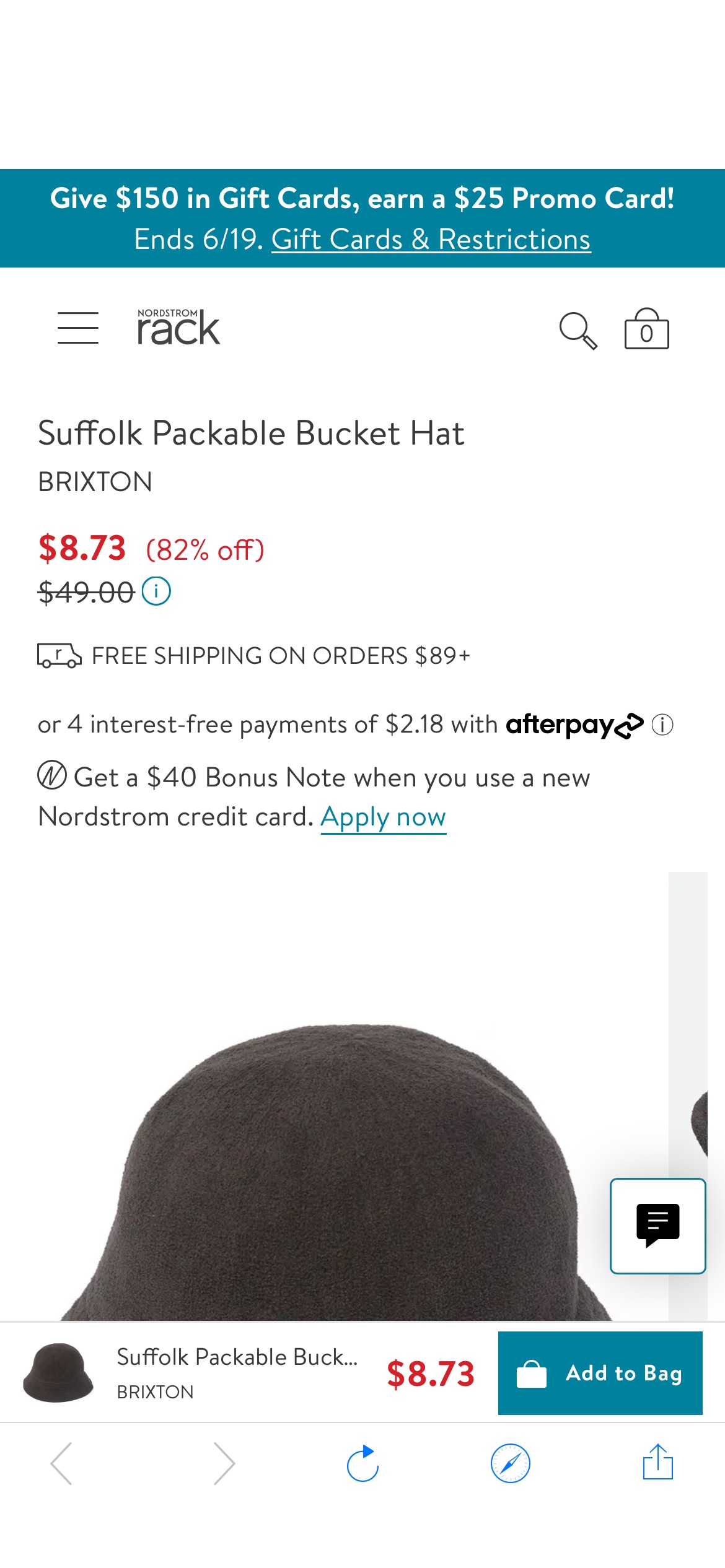 Brixton Suffolk Packable Bucket Hat | Nordstromrack帽子