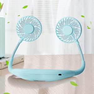 $10.59 Hands-Free Portable Neck Fan - Rechargeable USB Mini Personal Fan Battery Operated with 3 Level Air Flow, 7 LED Lights for Home Office Travel Indoor Outdoor 项链扇