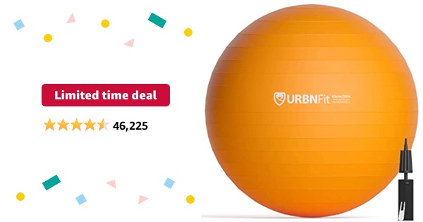 Limited-time deal: URBNFit Exercise Ball - Yoga Ball in Multiple Sizes for Workout, Pregnancy, Stability - Anti-Burst Swiss Balance Ball w/Quick Pump - Fitness Ball Chair for Office, Home, Gym