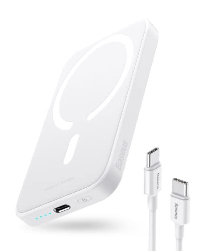 Amazon.com: Baseus Magnetic Power Bank Battery Pack, 6000mAh Wireless Portable Charger PD 20W with USB-C Cable, for MagSafe, for iPhone 15/15 Plus/15 Pro/15 Pro Max, iPhone 14/13/12 Series, White : Ce
