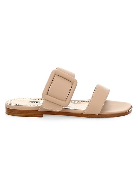 Manolo Blahnik Tituba Leather Flat Sandals | SaksFifthAvenue拖鞋