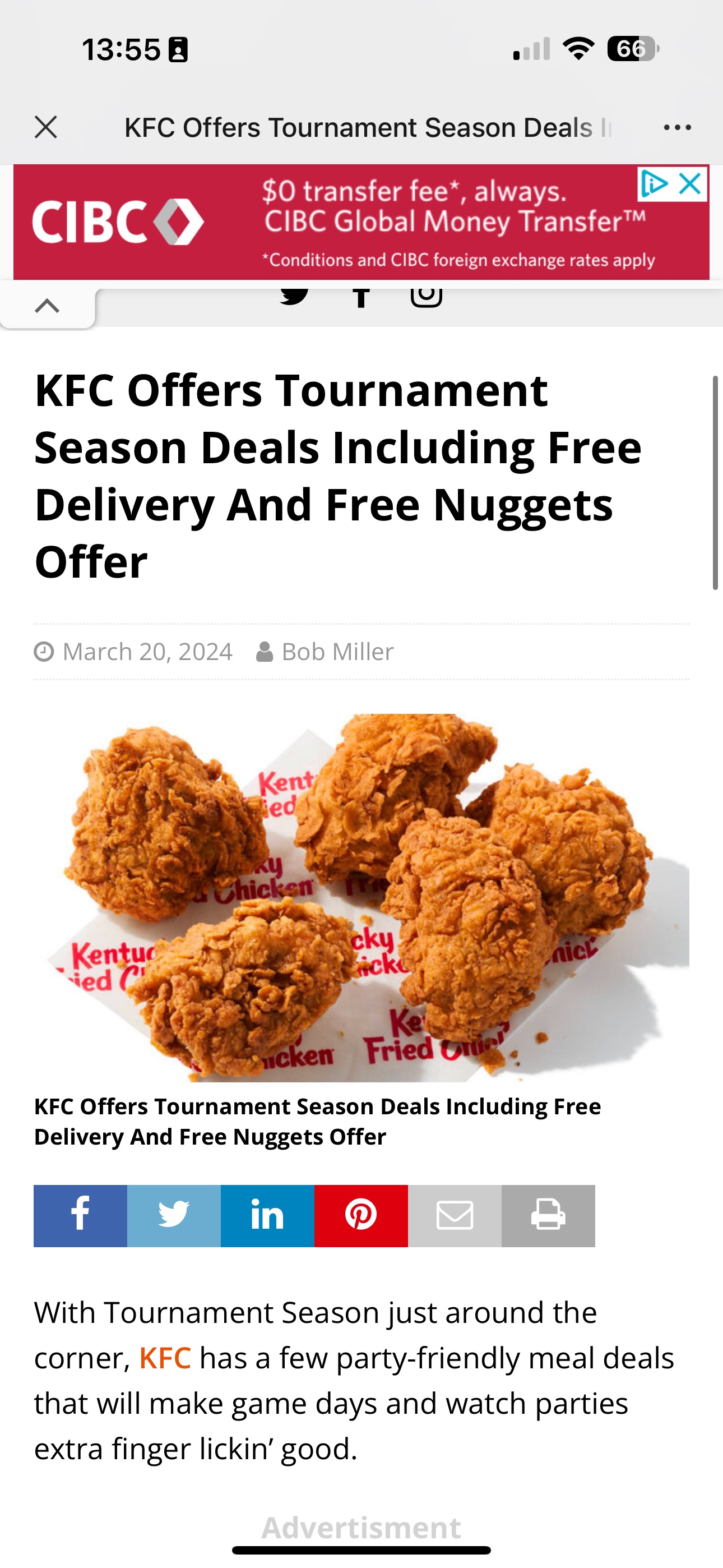 KFC Offers Tournament Season Deals Including Free Delivery And Free Nuggets Offer