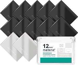 Amazon.com: Metene 12 件装超细纤维清洁布（6 英寸 x 7 英寸），单独包装并配有储物盒 | 用于眼镜、屏幕、相机镜头等的超细纤维布