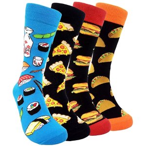 HSELL Mens Fun Patterned Dress Socks - Funny Novelty Crazy Design Cotton Socks