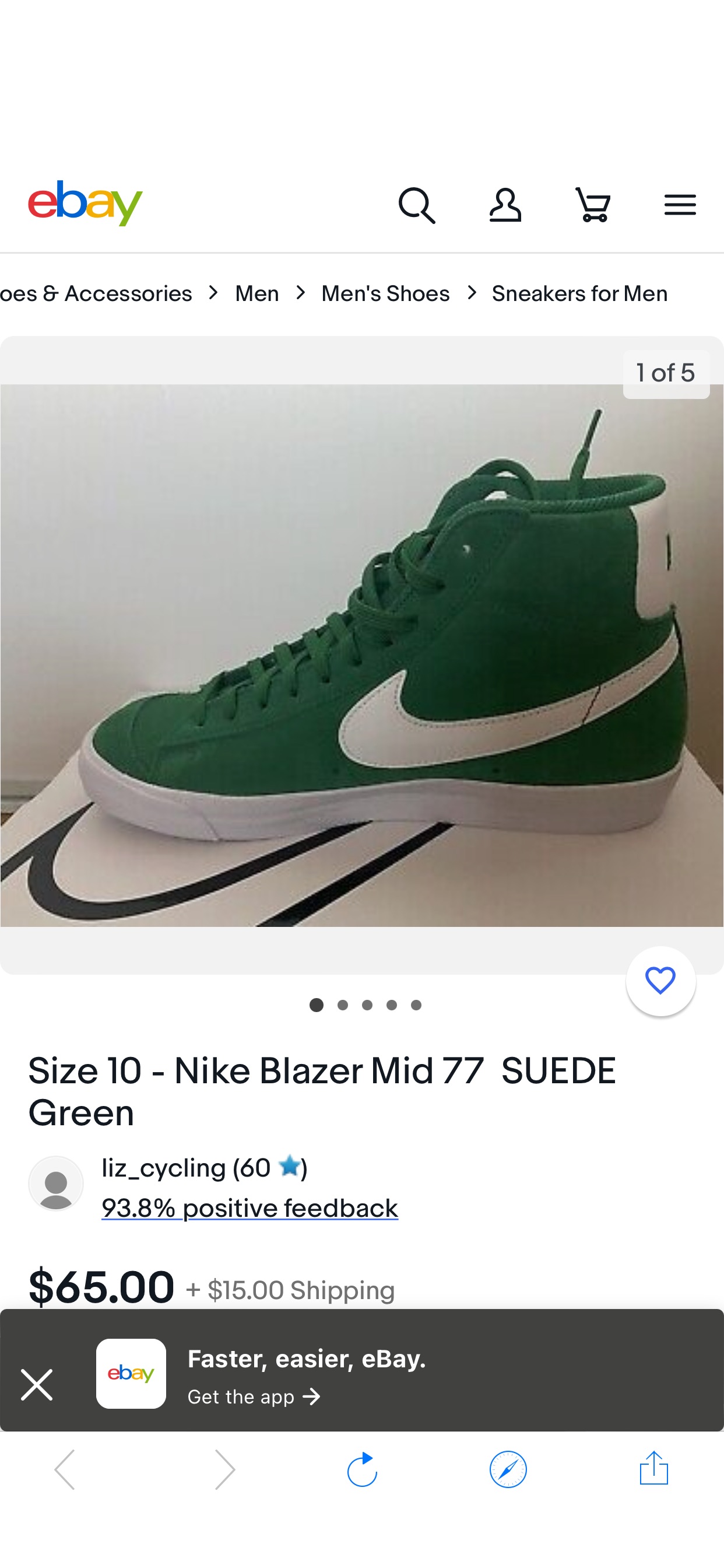 Size 10 - Nike Blazer Mid 77 SUEDE Green | eBay