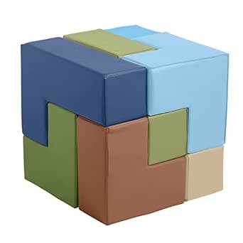 ECR4Kids SoftZone Brainy Building Blocks, Foam Puzzle, Earthtone, 7-Piece
