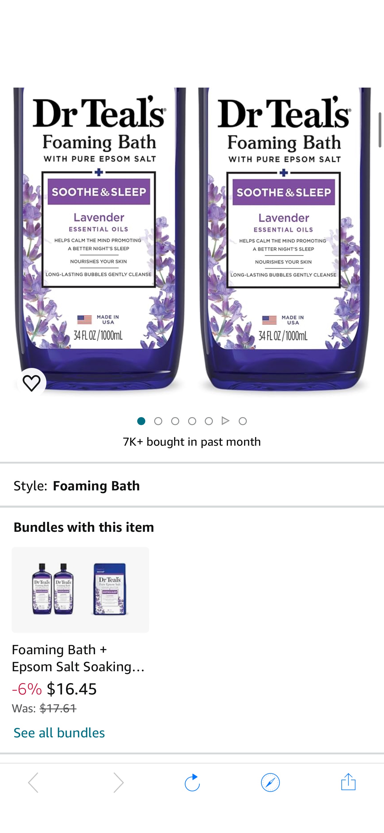 Amazon.com : Dr Teal's Foaming Bath with Pure Epsom Salt, Soothe & Sleep with Lavender, 34 fl oz (Pack of 2) : Beauty & Personal Care