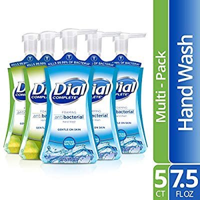 Dial Complete Antibacterial Foaming Hand Soap, 2-Scent Variety Pack, Spring Water/Fresh Pear, 7.5 Fluid Ounces (Pack of 5)