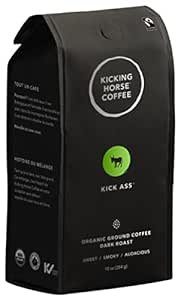 Coffee, Kick Ass, Dark Roast, Ground, 10 Oz - Certified Organic, Fairtrade, Kosher Coffee