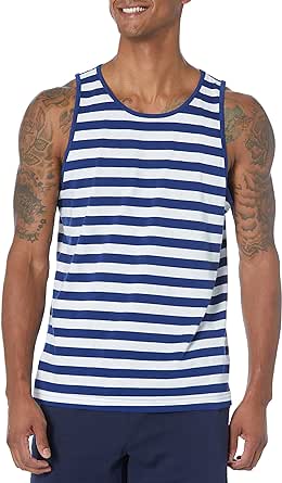 Amazon.com: Amazon Essentials Men&#39;s Regular-Fit Tank Top, Blue/White, Small : Clothing, Shoes &amp; Jewelry