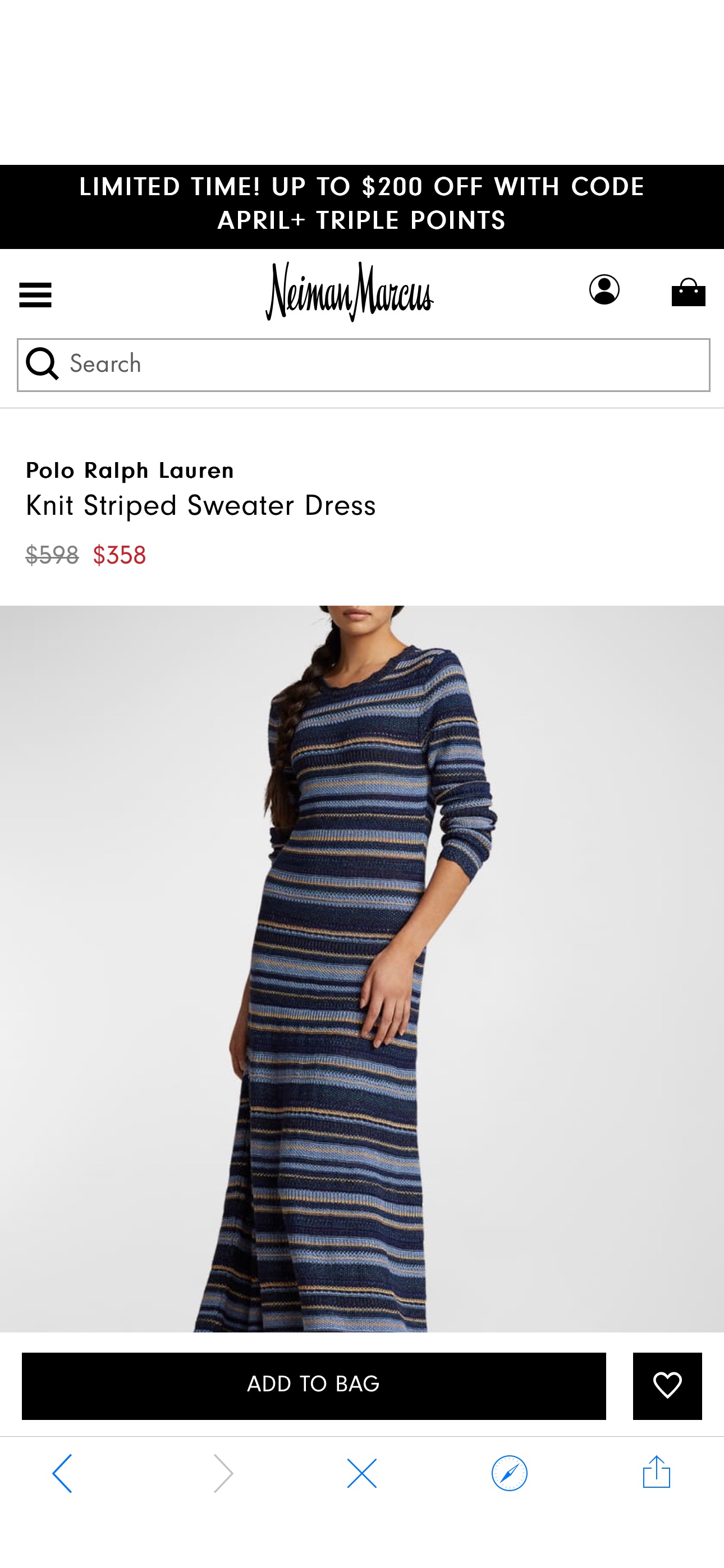 Polo Ralph Lauren Knit Striped Sweater Dress | Neiman Marcus
