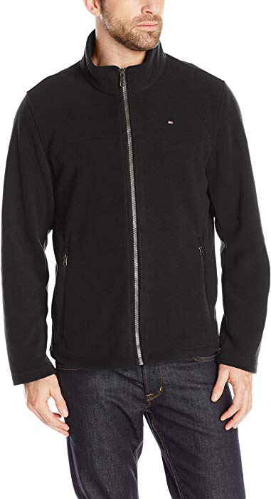 Tommy Hilfiger Men's Classic Zip Front Polar Fleece Jacket, Black, L at Amazon Men’s Clothing store:夹克 所有码和所有颜色