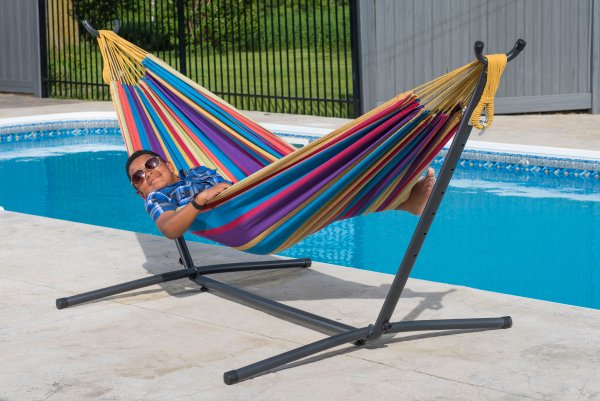 Vivere Double Hammock with Stand Combo