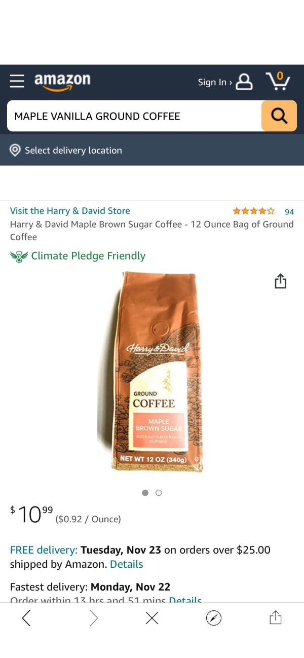 Harry & David Maple Brown Sugar Coffee - 12 Ounce Bag of Ground Coffee : Grocery & Gourmet Food
