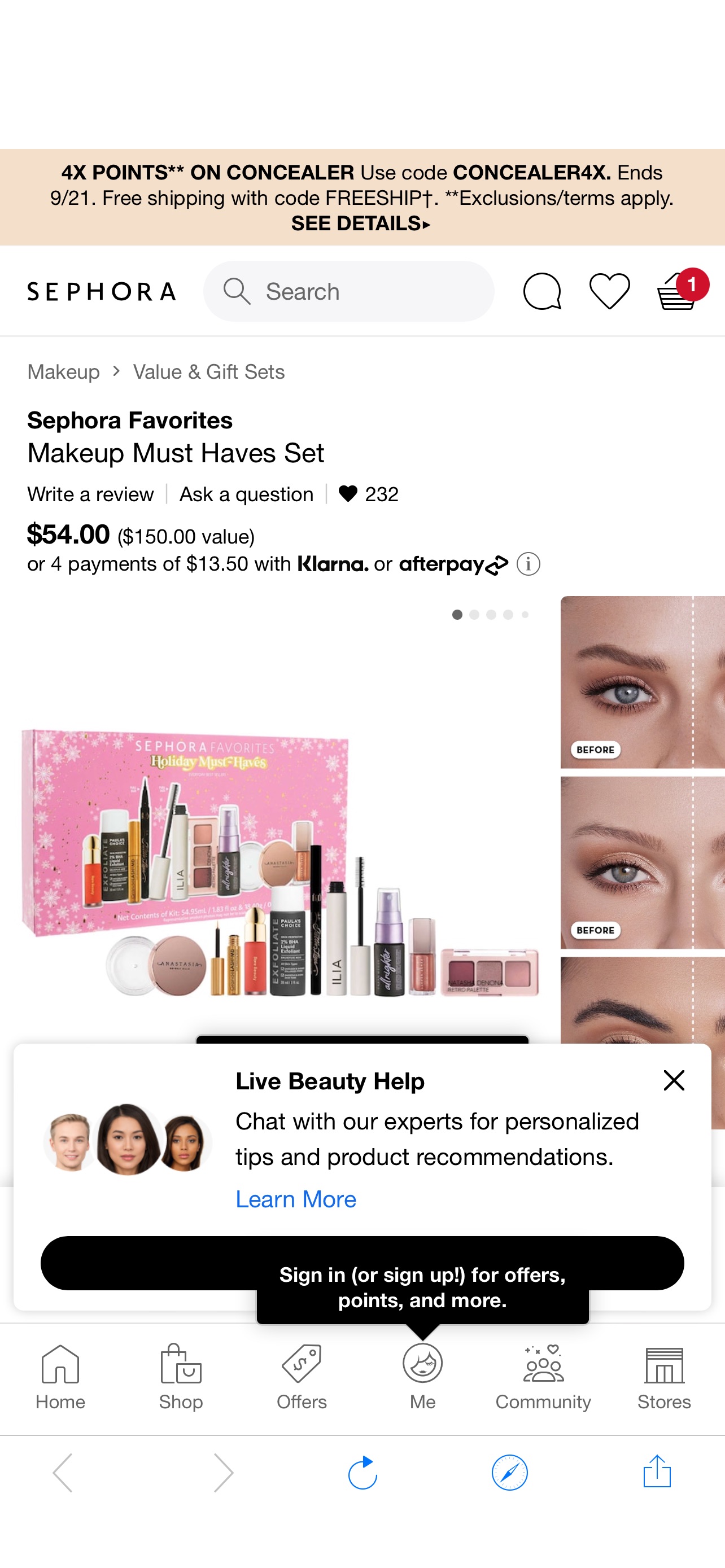 Makeup Must Haves Set - Sephora Favorites内含3个正装