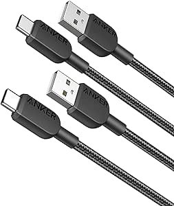 3Ft USB-A转USB-C 数据线 2条装