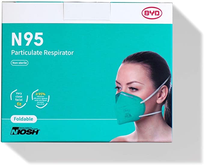 BYD N95 口罩 Respirator, 20 Pack with Individual Wrap, Breathable & Comfortable Foldable Safety Mask with Head Strap for Tight Fit : Tools & Home Improvement