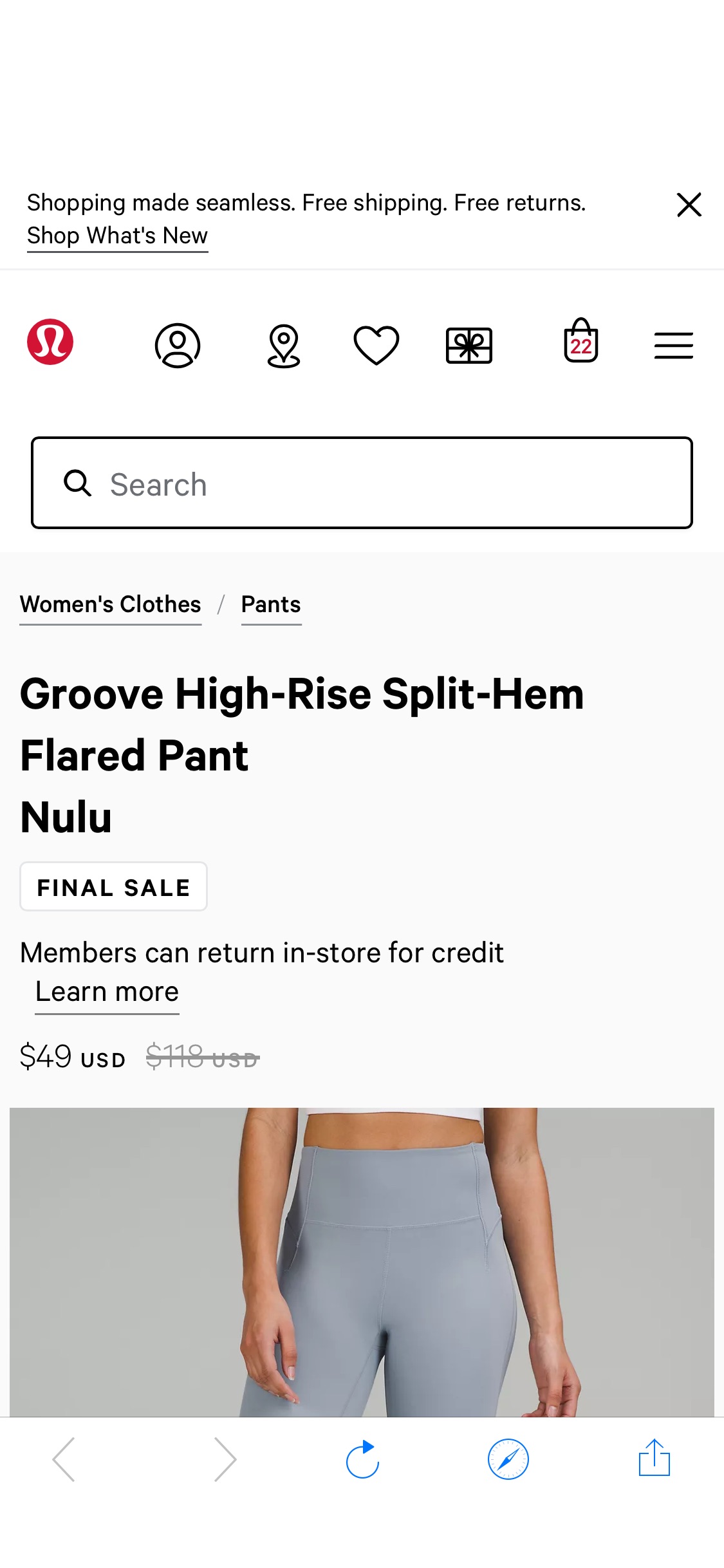 Groove High-Rise Split-Hem Flared Pant *Nulu 灰色款降价至49元！