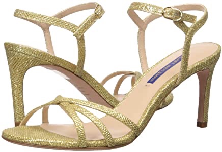 Amazon.com | Stuart Weitzman Women's Starla 80 Sandal, Gold Noir, 4 Medium US | Heeled Sandals 高跟鞋