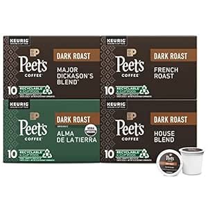 Peet's Coffee, Dark Roast Keurig Coffee Pods Variety Pack 40 Count