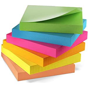 mazon.com : 便利贴 3x3 英寸，色彩鲜艳的便利贴，6 垫，共 600 张，强力自粘便签，6 种颜色（黄色、绿色、蓝色、橙色、粉红色、玫瑰色