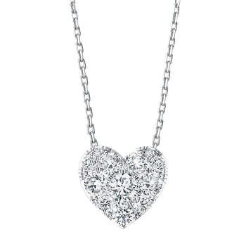 Round Brilliant 0.75 ctw VS2 Clarity, I Color Diamond 14kt White Gold Heart Necklace | Costco 心形钻石项链