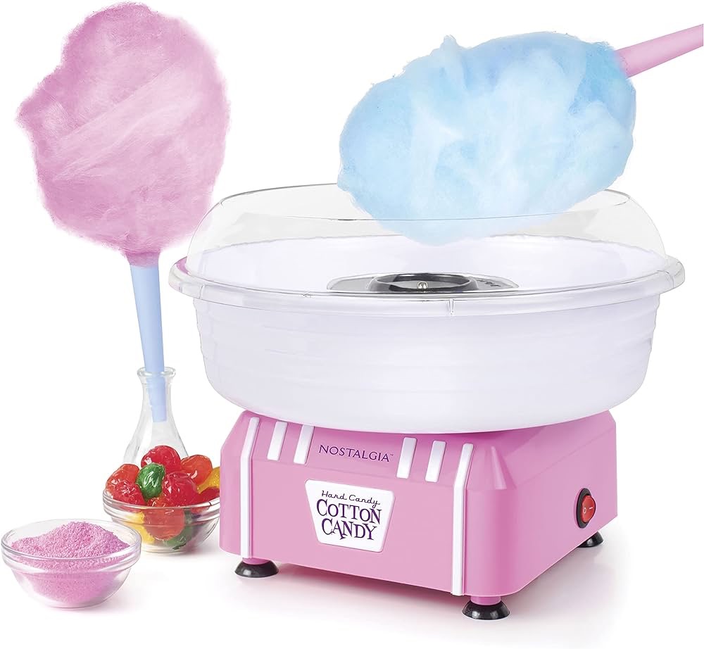 Amazon.com: Nostalgia Cotton Candy Machine - Retro Cotton Candy Machine for Kids with 2 Reusable Cones, 1 Sugar Scoop, and 1 Extractor Head – Pink : Home & Kitchen 棉花糖机